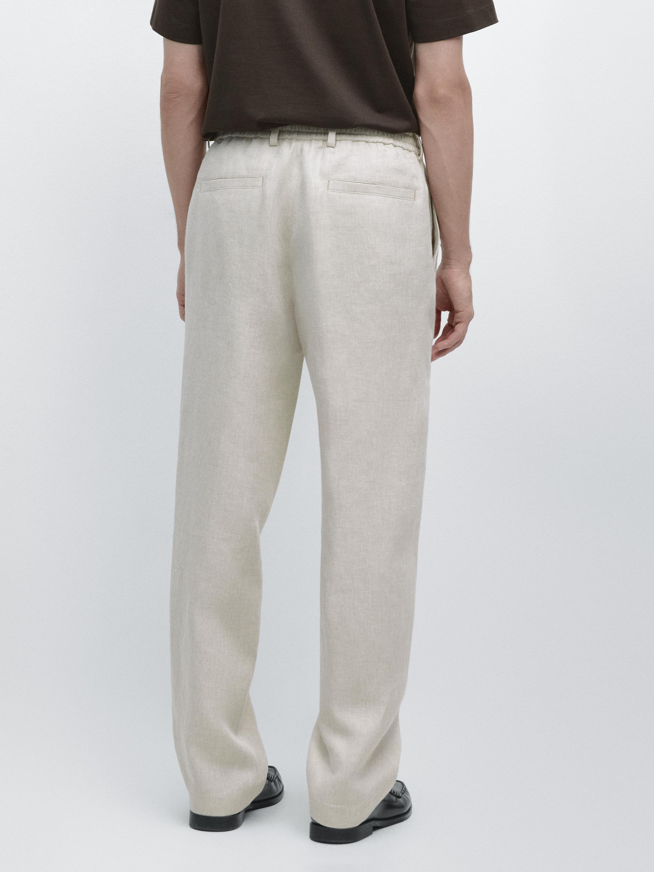 Pantalon léger à chevrons en lin